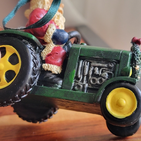 Vintage Santa Farming the Fields Santa Driving on the Tractor Christmas Ornament - Picture 7 of 10